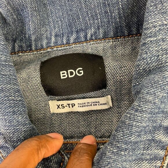 BDG Urban Outfitters Patchwork Denim Jean Jacket Camouflage 90s Streetwear XS - Picture 4 of 12